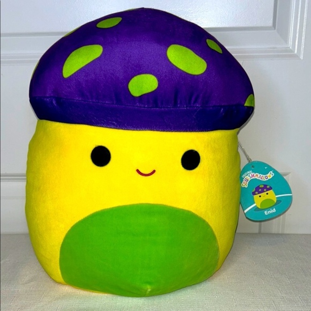 Squishmallows Black Light Yellow and Purple Mushroom Plush New With Tag